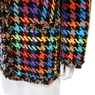 ALICE + OLIVIA | Andreas Frayed Houndstooth Tweed Blazer