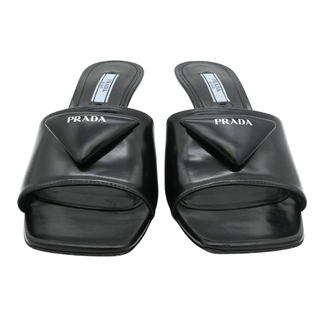 PRADA | Triangle Logo Leather Heeled Mules