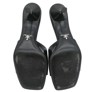 PRADA | Triangle Logo Leather Heeled Mules