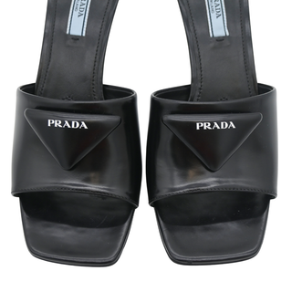 PRADA | Triangle Logo Leather Heeled Mules