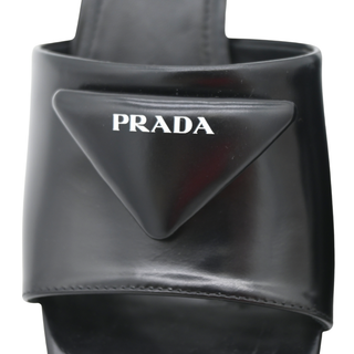 PRADA | Triangle Logo Leather Heeled Mules