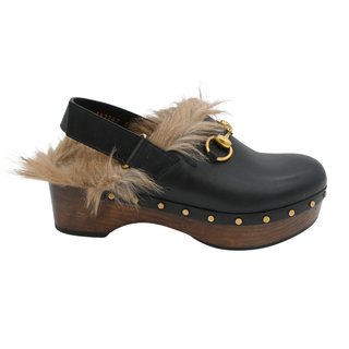 GUCCI | Amstel Horsebit Fur-Trimmed Slingback Clogs