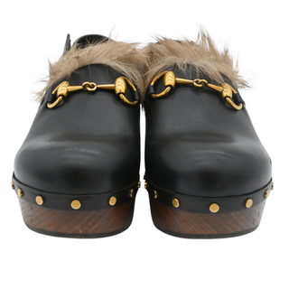 GUCCI | Amstel Horsebit Fur-Trimmed Slingback Clogs