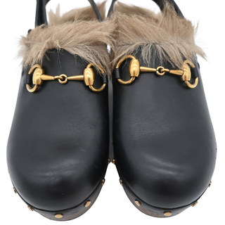 GUCCI | Amstel Horsebit Fur-Trimmed Slingback Clogs