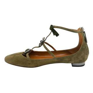 AQUAZZURA | Olive Embellished Suede Strappy Flats