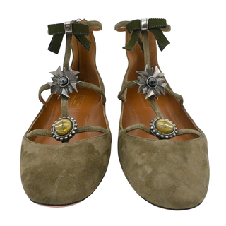 AQUAZZURA | Olive Embellished Suede Strappy Flats
