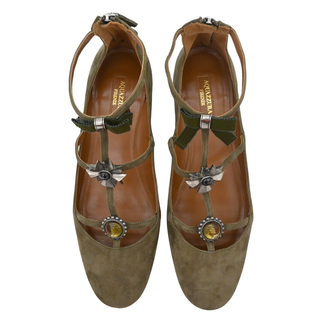 AQUAZZURA | Olive Embellished Suede Strappy Flats