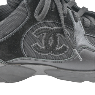 CHANEL | CC Logo Mixed-Material Sneakers