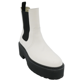 HERMES | Ivory & Black Leather Platform Chelsea Boots