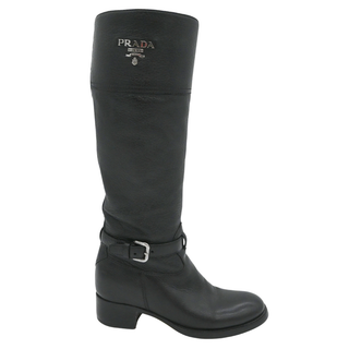 PRADA | Pebbled Leather Riding Boots