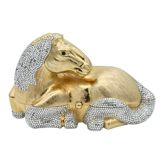 JUDITH LEIBER | Crystal Equestrian Resting Horse Minaudière Clutch