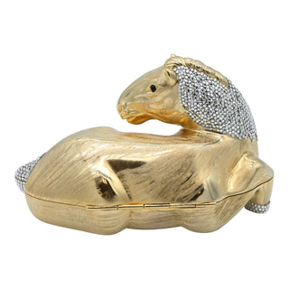 JUDITH LEIBER | Crystal Equestrian Resting Horse Minaudière Clutch