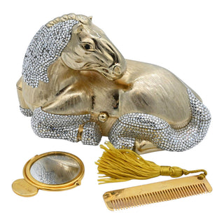 JUDITH LEIBER | Crystal Equestrian Resting Horse Minaudière Clutch