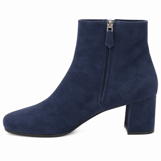 PRADA | Navy Suede Block Heel Ankle Boots
