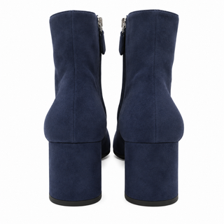 PRADA | Navy Suede Block Heel Ankle Boots