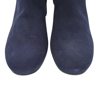 PRADA | Navy Suede Block Heel Ankle Boots