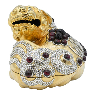 JUDITH LEIBER | Chinese Foo Dog Crystal Minaudière Clutch