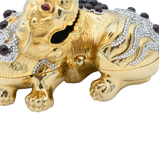 JUDITH LEIBER | Chinese Foo Dog Crystal Minaudière Clutch