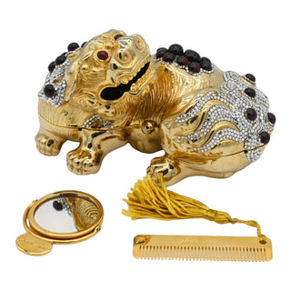 JUDITH LEIBER | Chinese Foo Dog Crystal Minaudière Clutch