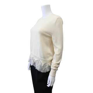 MCQUEEN | Ivory Lace Trim Wool & Cashmere Sweater