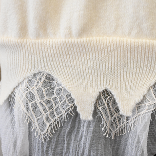 MCQUEEN | Ivory Lace Trim Wool & Cashmere Sweater