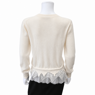 MCQUEEN | Ivory Lace Trim Wool & Cashmere Sweater