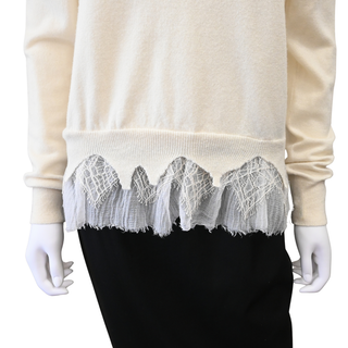 MCQUEEN | Ivory Lace Trim Wool & Cashmere Sweater