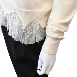 MCQUEEN | Ivory Lace Trim Wool & Cashmere Sweater