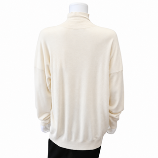 THE ROW | Ivory Silk & Cotton Oversized Turtleneck Sweater