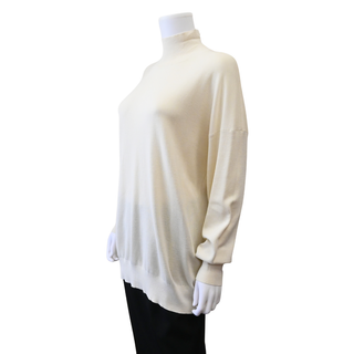 THE ROW | Ivory Silk & Cotton Oversized Turtleneck Sweater