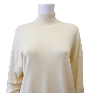 THE ROW | Ivory Silk & Cotton Oversized Turtleneck Sweater