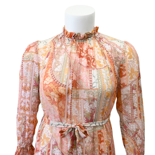 ZIMMERMANN | Patchwork Floral Print Belted Midi Dress
