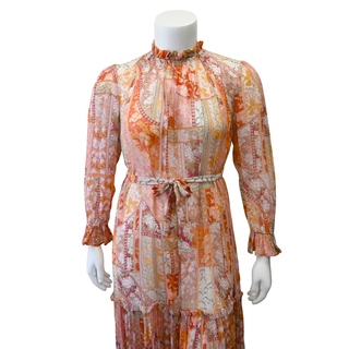 ZIMMERMANN | Patchwork Floral Print Belted Midi Dress