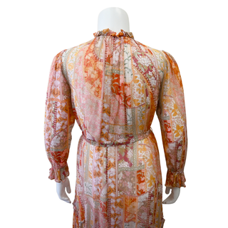 ZIMMERMANN | Patchwork Floral Print Belted Midi Dress