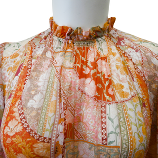 ZIMMERMANN | Patchwork Floral Print Belted Midi Dress