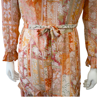 ZIMMERMANN | Patchwork Floral Print Belted Midi Dress