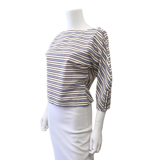 LELA ROSE | Striped Boat Neck Blouse