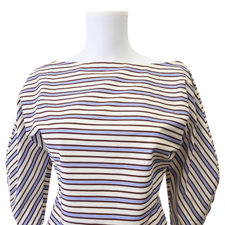 LELA ROSE | Striped Boat Neck Blouse