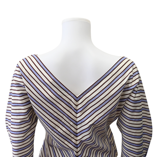 LELA ROSE | Striped Boat Neck Blouse