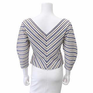 LELA ROSE | Striped Boat Neck Blouse