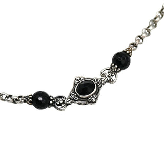 KONSTANTINO | Filigree Sterling Silver & Black Onyx Station Necklace