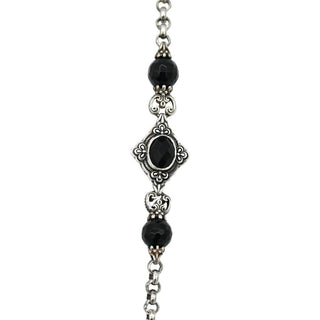 KONSTANTINO | Filigree Sterling Silver & Black Onyx Station Necklace
