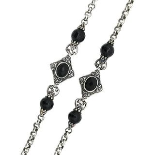 KONSTANTINO | Filigree Sterling Silver & Black Onyx Station Necklace