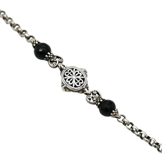 KONSTANTINO | Filigree Sterling Silver & Black Onyx Station Necklace