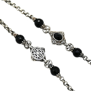 KONSTANTINO | Filigree Sterling Silver & Black Onyx Station Necklace