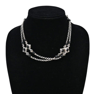 KONSTANTINO | Filigree Sterling Silver & Black Onyx Station Necklace