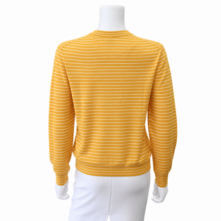 LORO PIANA | Mustard Yellow & Ivory Cashmere Silk Striped Sweater