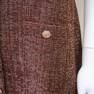 AMANDA UPRICHARD | Brown Tweed Button Detail Mini Dress