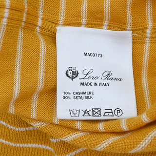 LORO PIANA | Mustard Yellow & Ivory Cashmere Silk Striped Sweater