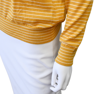 LORO PIANA | Mustard Yellow & Ivory Cashmere Silk Striped Sweater